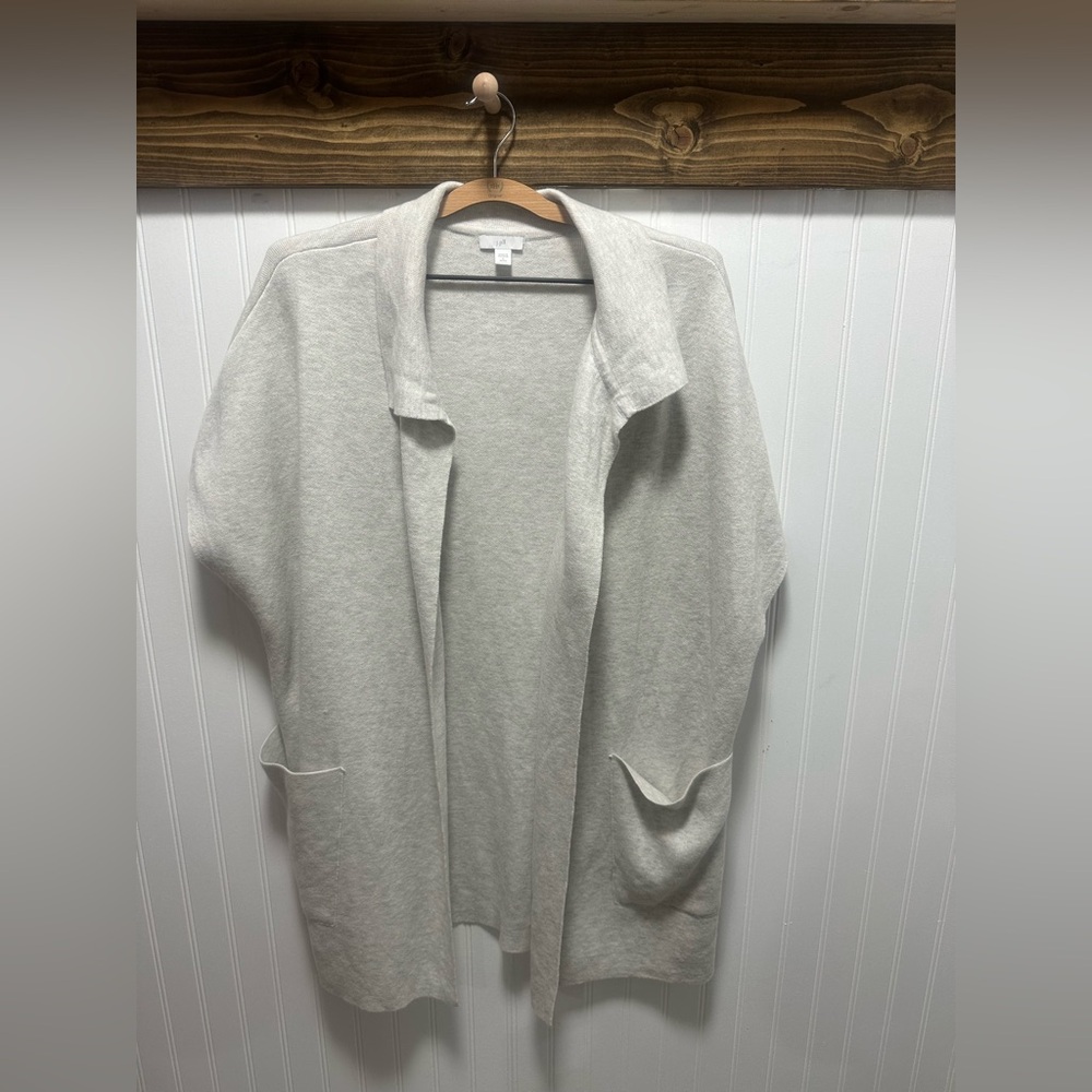 J. Jill Gray Oversized Open Front Sleeveless Cardigan Sz S Quiet Luxury Cozy